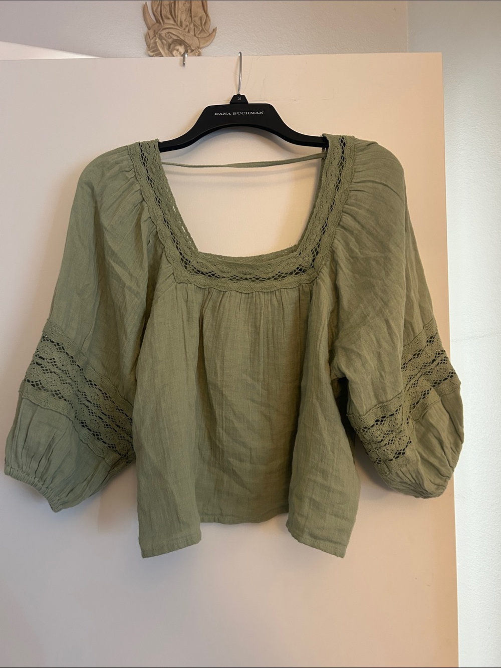 O'Neill Olive Green Peasant Tunic with Lace Accents